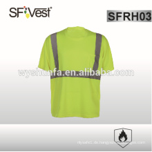 ASTM F1506 flammwidriges T-Shirt mit hoher Sichtbarkeit FR reflektierendes Band, schwer entflammbare Kleidung EN ISO 20471 KLASSE 2